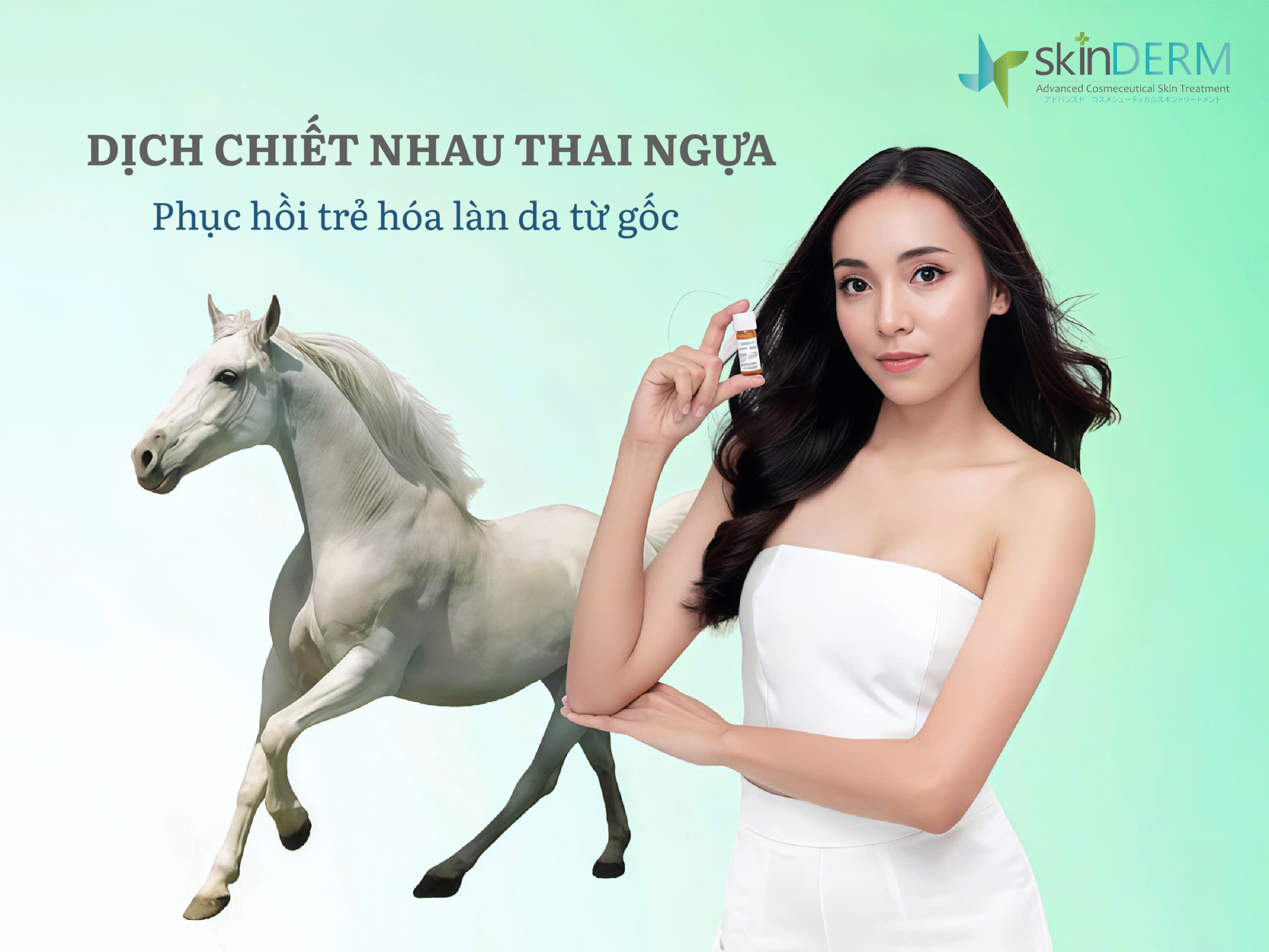 Dịch chiết nhau thai ngựa đua Ho Centa phục hồi da trong Y học tái tạo